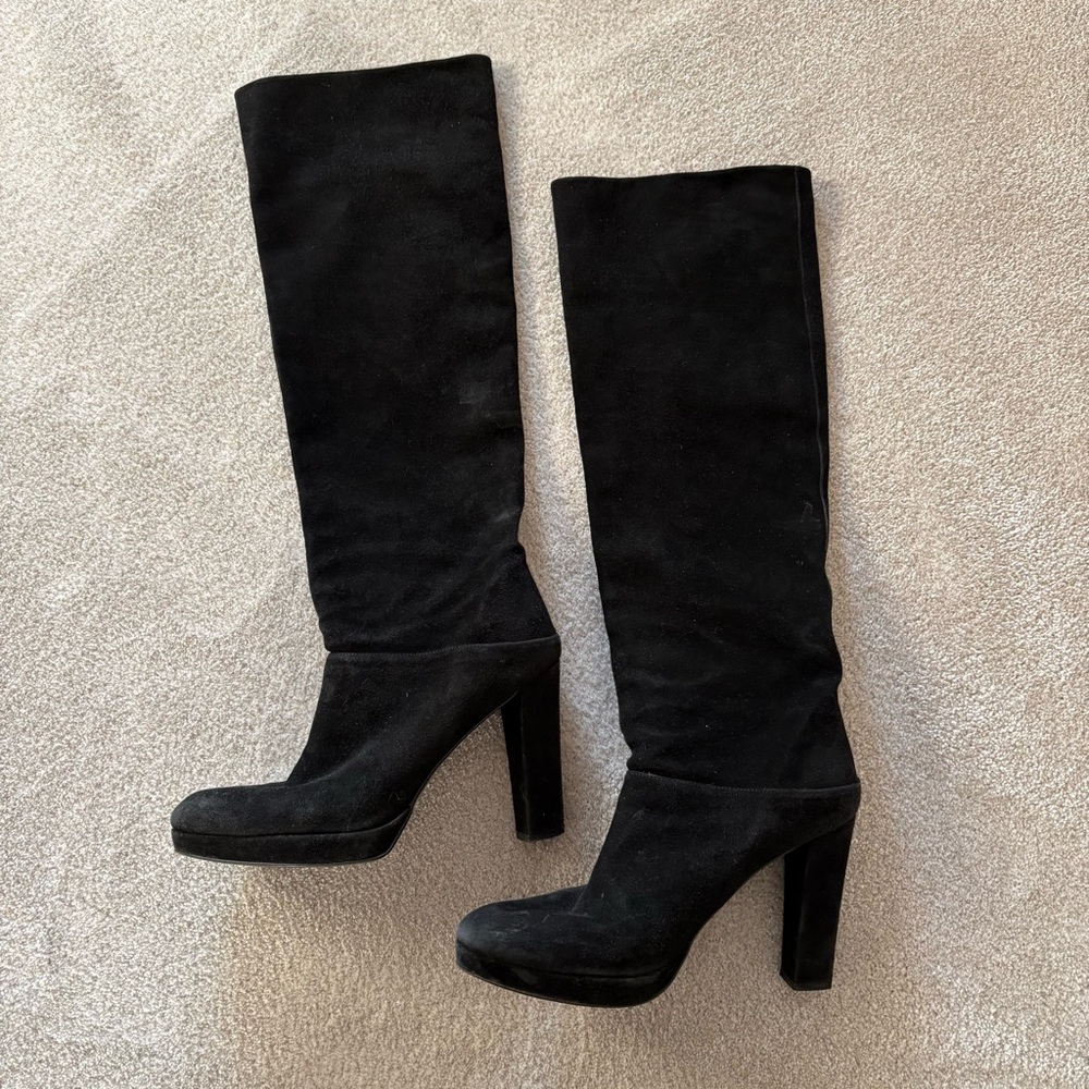 Stuart Weitzman Black Knee-High Suede Women's Boots